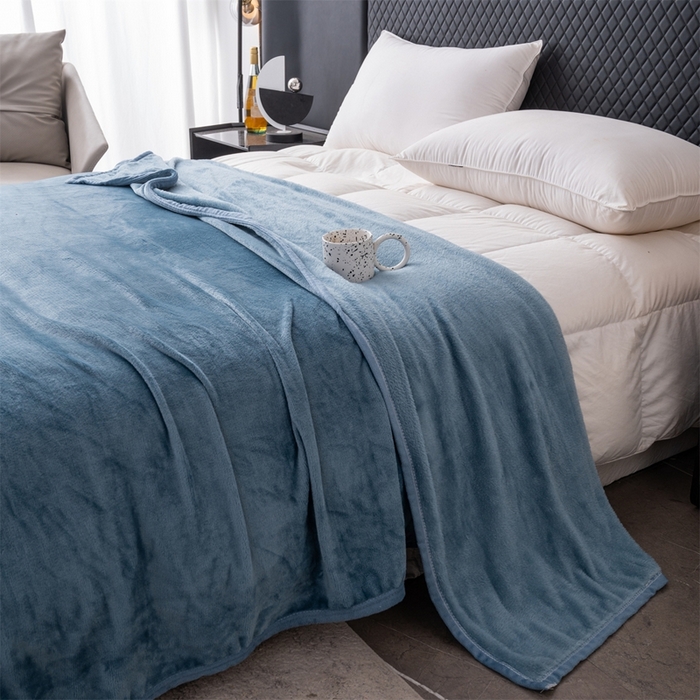 91家纺网 家纺一手货源 找家纺 梵心 2025新款云貂绒毛毯法兰绒毛毯牛奶绒毛毯爆款盖毯直播跨境专供-可定制克重 深蓝