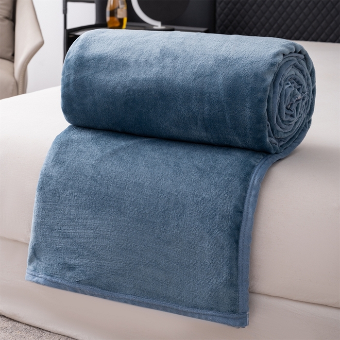91家纺网 家纺一手货源 找家纺 梵心 2025新款云貂绒毛毯法兰绒毛毯牛奶绒毛毯爆款盖毯直播跨境专供-可定制克重 深蓝