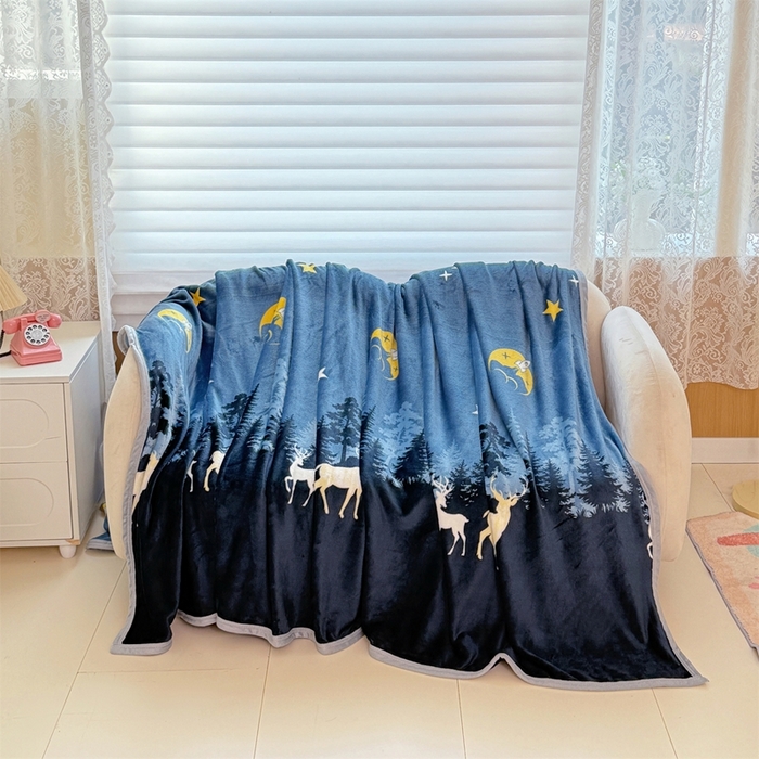91家纺网 家纺一手货源 找家纺 梵心 2025新款云貂绒毛毯法兰绒毛毯牛奶绒毛毯爆款盖毯直播跨境专供-可定制克重 星空鹿