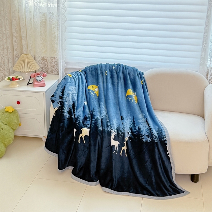 91家纺网 家纺一手货源 找家纺 梵心 2025新款云貂绒毛毯法兰绒毛毯牛奶绒毛毯爆款盖毯直播跨境专供-可定制克重 星空鹿