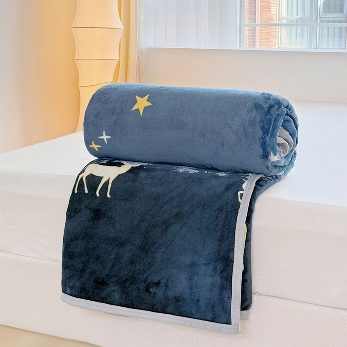 91家纺网 家纺一手货源 找家纺 梵心 2025新款云貂绒毛毯法兰绒毛毯牛奶绒毛毯爆款盖毯直播跨境专供-可定制克重 星空鹿