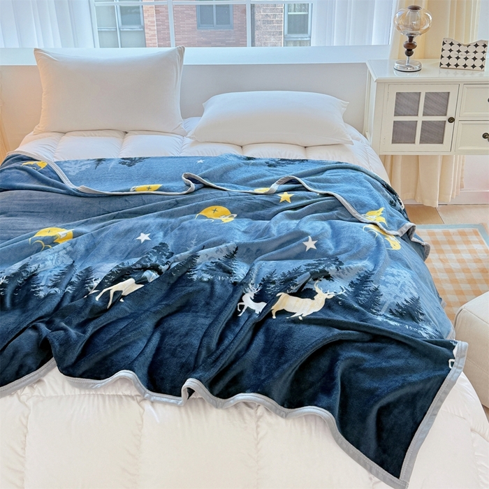 91家纺网 家纺一手货源 找家纺 梵心 2025新款云貂绒毛毯法兰绒毛毯牛奶绒毛毯爆款盖毯直播跨境专供-可定制克重 星空鹿