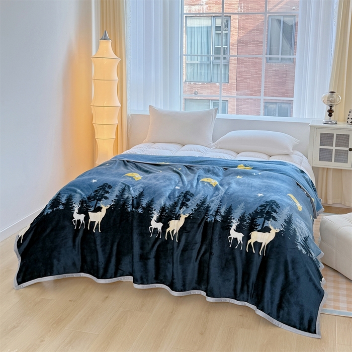 91家纺网 家纺一手货源 找家纺 梵心 2025新款云貂绒毛毯法兰绒毛毯牛奶绒毛毯爆款盖毯直播跨境专供-可定制克重 星空鹿