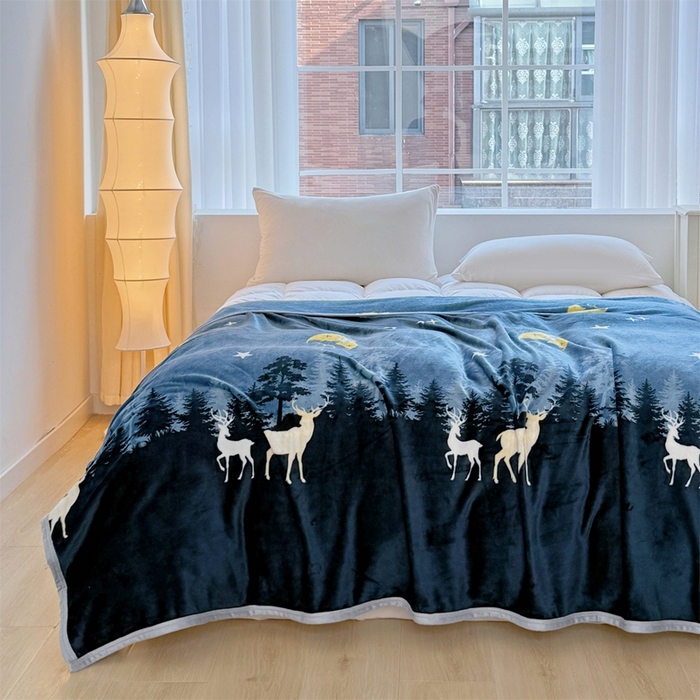 91家纺网 家纺一手货源 找家纺 梵心 2025新款云貂绒毛毯法兰绒毛毯牛奶绒毛毯爆款盖毯直播跨境专供-可定制克重 星空鹿