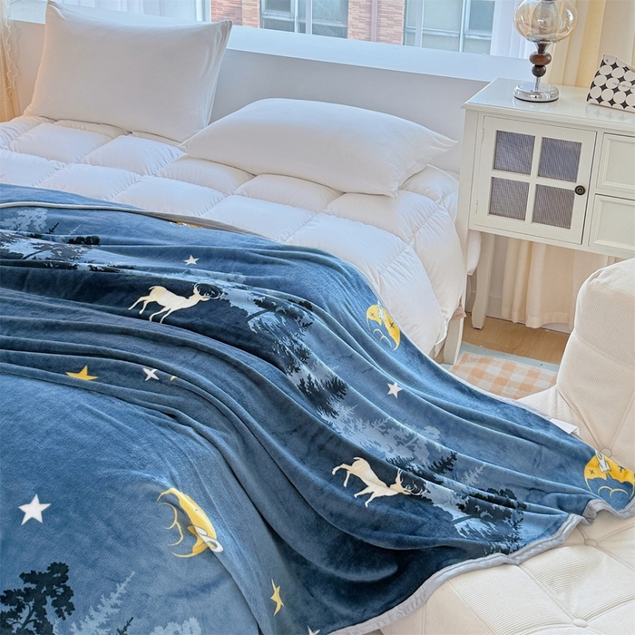 91家纺网 家纺一手货源 找家纺 梵心 2025新款云貂绒毛毯法兰绒毛毯牛奶绒毛毯爆款盖毯直播跨境专供-可定制克重 星空鹿