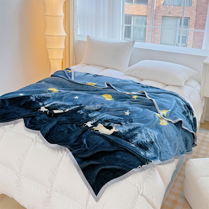 91家纺网 家纺一手货源 找家纺 梵心 2025新款云貂绒毛毯法兰绒毛毯牛奶绒毛毯爆款盖毯直播跨境专供-可定制克重 星空鹿