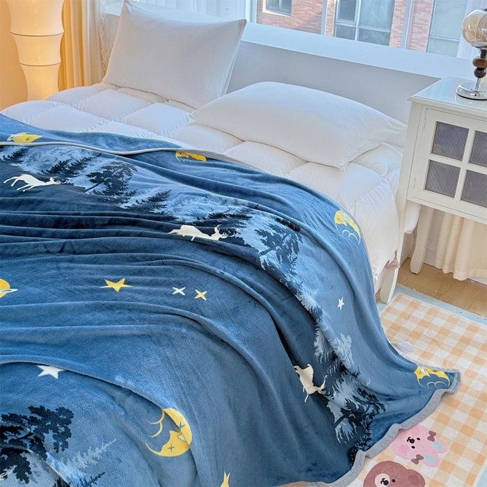 91家纺网 家纺一手货源 找家纺 梵心 2025新款云貂绒毛毯法兰绒毛毯牛奶绒毛毯爆款盖毯直播跨境专供-可定制克重 星空鹿