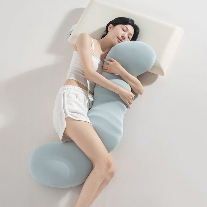 91家纺网 家纺一手货源 找家纺 贵夫人 2025新款亲肤舒适睡眠伴侣抱枕-记忆棉款 浅蓝