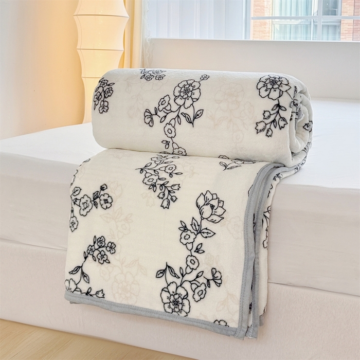 91家纺网 家纺一手货源 找家纺 梵心 2025新款云貂绒毛毯法兰绒毛毯牛奶绒毛毯爆款盖毯直播跨境专供-可定制克重 枝叶