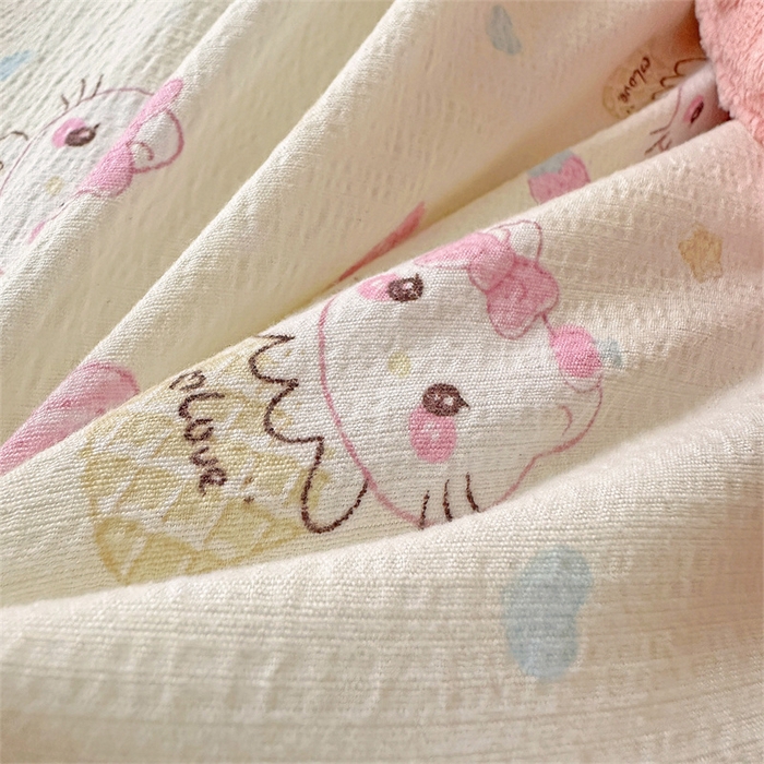 91家纺网 家纺一手货源 找家纺 繁花家居 2025新款床盖豆豆被套春秋被套冬被云感超软木棉被子被芯 简单款床盖-豆豆被-奇梦甜猫