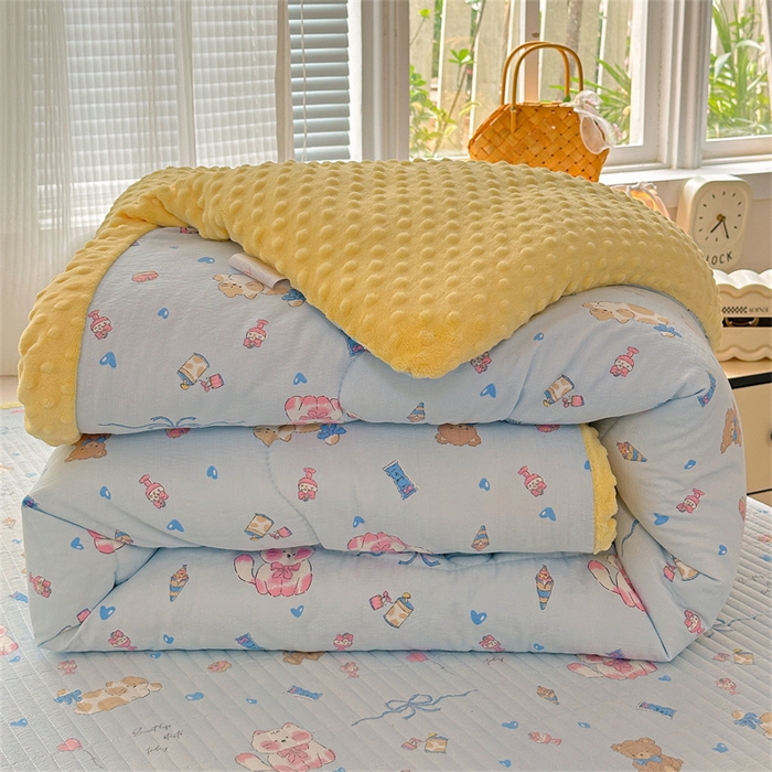 91家纺网 家纺一手货源 找家纺 繁花家居 2025新款床盖豆豆被套春秋被套冬被云感超软木棉被子被芯 简单款床盖-豆豆被-童趣萌宠