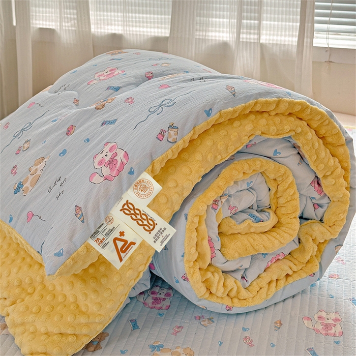 91家纺网 家纺一手货源 找家纺 繁花家居 2025新款床盖豆豆被套春秋被套冬被云感超软木棉被子被芯 简单款床盖-豆豆被-童趣萌宠