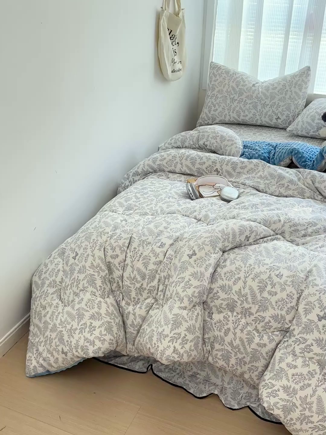 91家纺网 家纺一手货源 找家纺 繁花家居 2025新款床盖豆豆被套春秋被套冬被云感超软木棉被子被芯 花边床盖-豆豆被-蓝纹夜韵