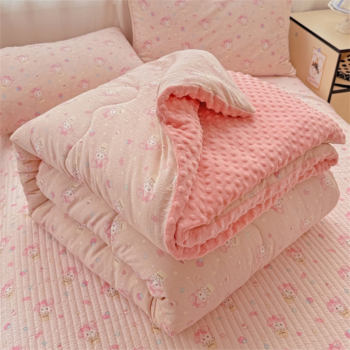 91家纺网 家纺一手货源 找家纺 繁花家居 2025新款床盖豆豆被套春秋被套冬被云感超软木棉被子被芯 花边床盖-豆豆被-萌美蒂