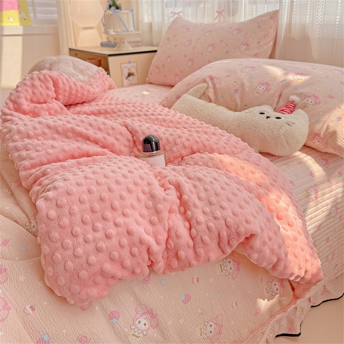 91家纺网 家纺一手货源 找家纺 繁花家居 2025新款床盖豆豆被套春秋被套冬被云感超软木棉被子被芯 花边床盖-豆豆被-萌美蒂