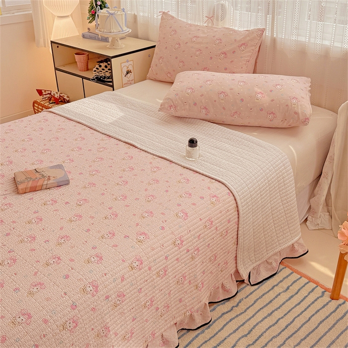 91家纺网 家纺一手货源 找家纺 繁花家居 2025新款床盖豆豆被套春秋被套冬被云感超软木棉被子被芯 花边床盖-豆豆被-萌美蒂