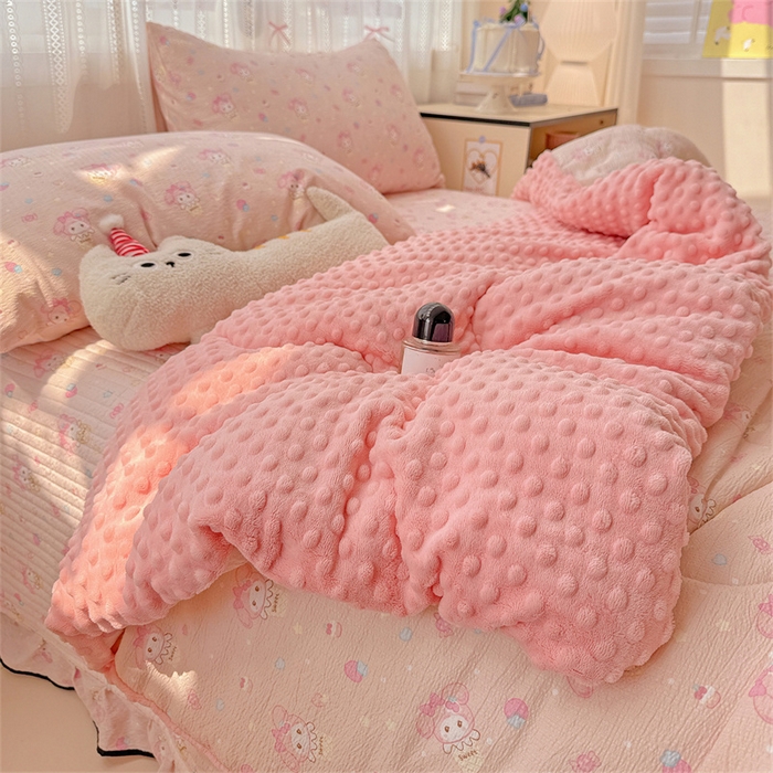 91家纺网 家纺一手货源 找家纺 繁花家居 2025新款床盖豆豆被套春秋被套冬被云感超软木棉被子被芯 花边床盖-豆豆被-萌美蒂