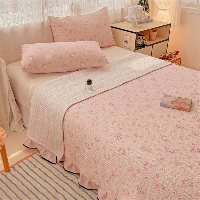 91家纺网 家纺一手货源 找家纺 繁花家居 2025新款床盖豆豆被套春秋被套冬被云感超软木棉被子被芯 花边床盖-豆豆被-萌美蒂