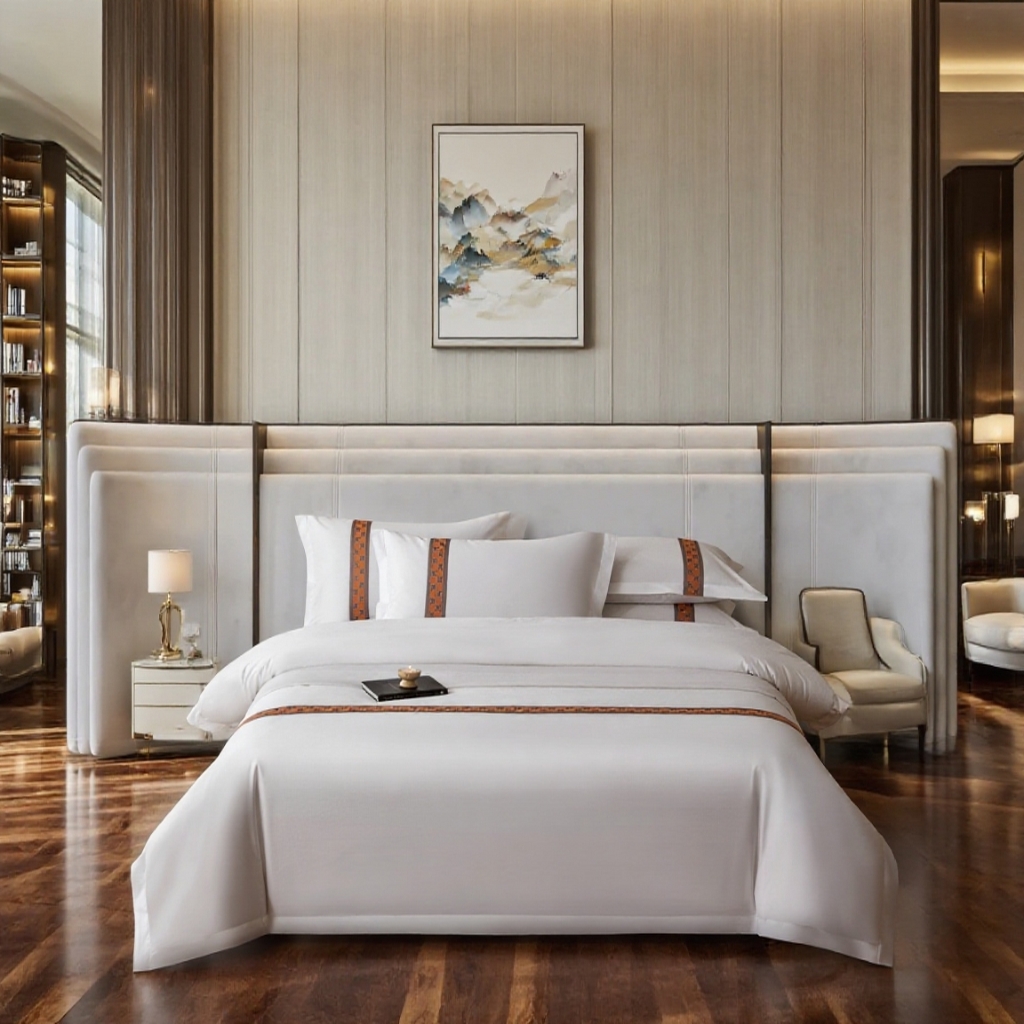 91家纺网 家纺一手货源 找家纺 诚臻/安力森 25年新款酒店织带四件套 奢雅棕调