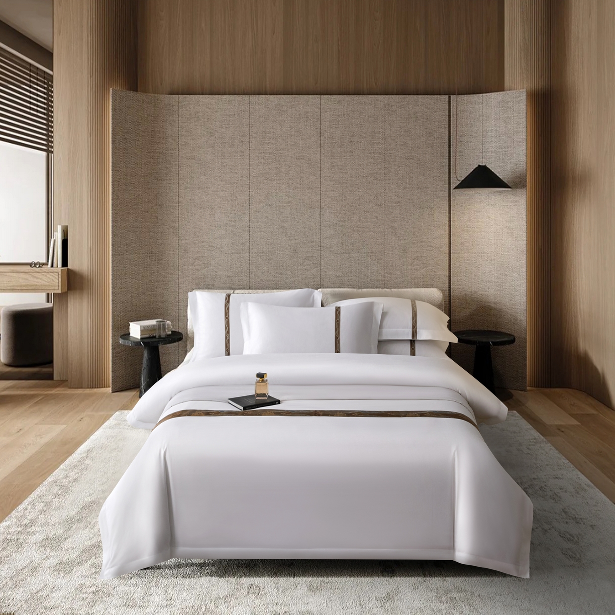 91家纺网 家纺一手货源 找家纺 诚臻/安力森 25年新款酒店织带四件套 原木谧境