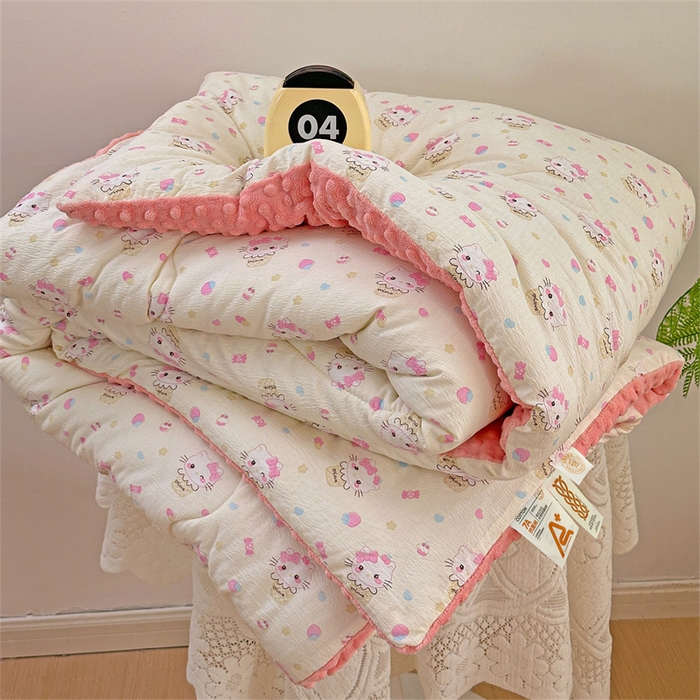 繁花家居 2025新款床盖豆豆被套春秋被套冬被云感超软木棉被子被芯 简单款床盖-豆豆被-奇梦甜猫