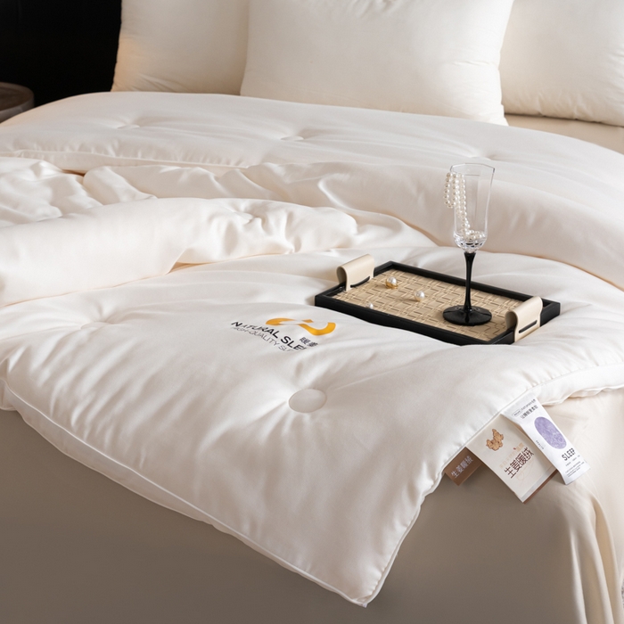 91家纺网 家纺一手货源 找家纺 丽卡家纺 2025年秋冬新品好运来暖姜被被子被芯（常规生产款为春秋被和冬被，常规尺寸为200*230和220*240cm，其他特殊尺寸/加厚款接受下单定制） 好运来暖姜被-白色