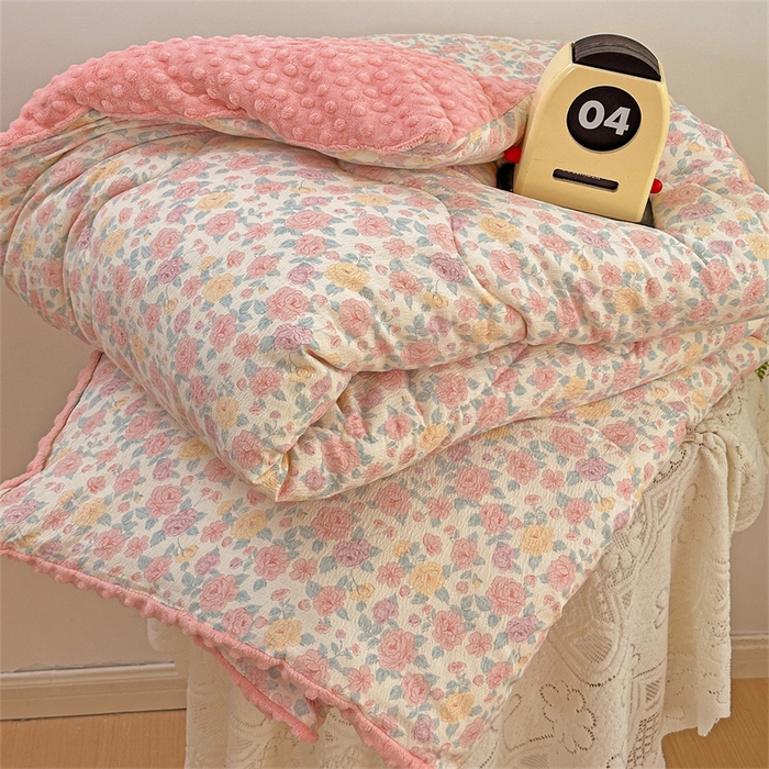 繁花家居 2025新款床盖豆豆被套春秋被套冬被云感超软木棉被子被芯 简单款床盖-豆豆被-花漾绒语