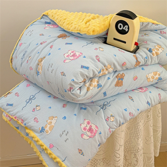 繁花家居 2025新款床盖豆豆被套春秋被套冬被云感超软木棉被子被芯 简单款床盖-豆豆被-童趣萌宠