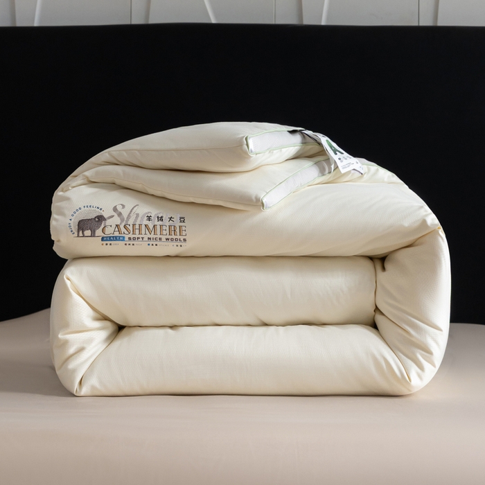丽卡家纺 2025年秋冬新品希贝尔羊绒大豆被被子被芯 希贝尔羊绒大豆被-白色