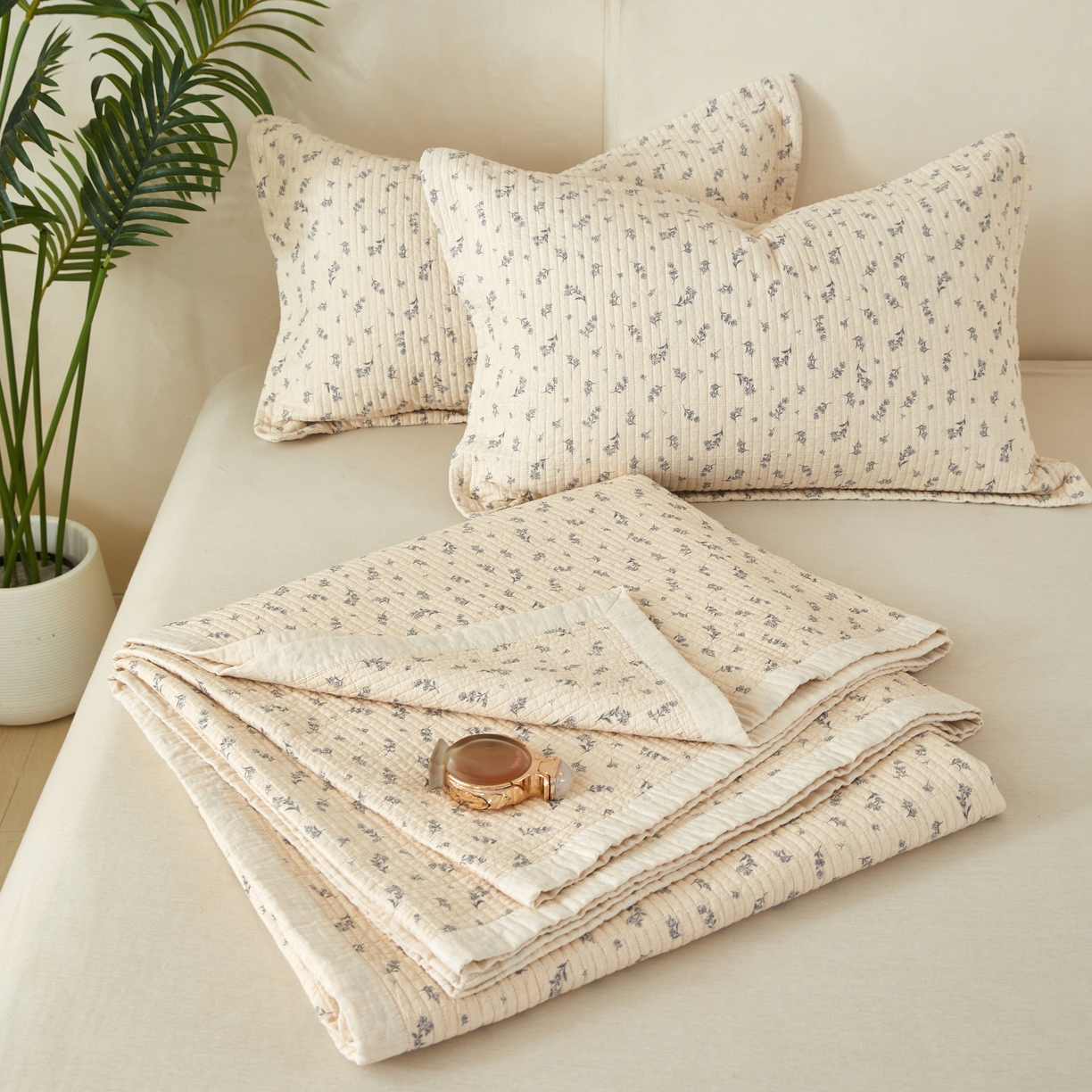 91家纺网 家纺一手货源 找家纺 莎果家纺 2025新款高级轻奢棉麻床盖四件套 半夏