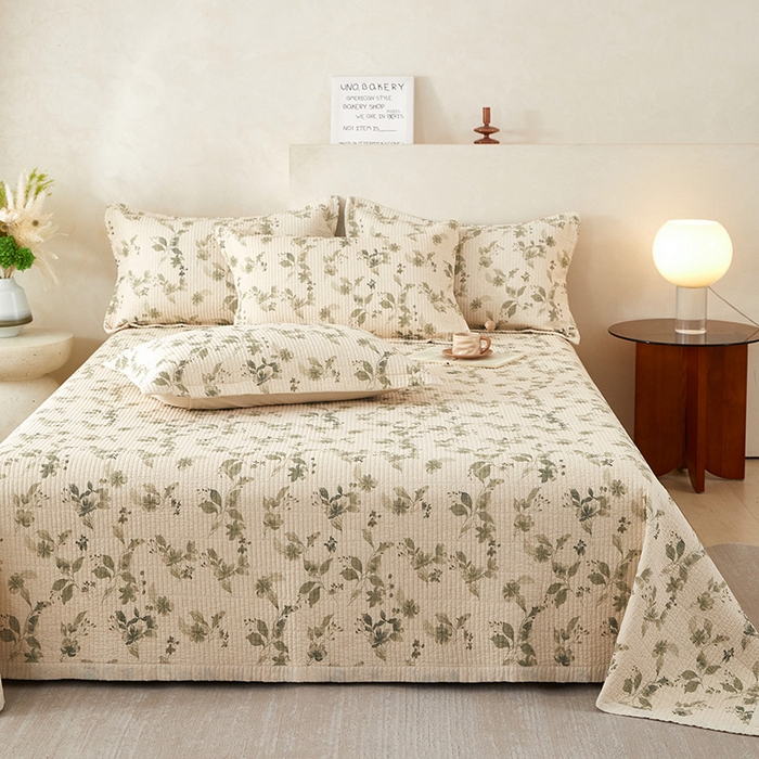 莎果家纺 2025新款高级轻奢棉麻床盖四件套 花季