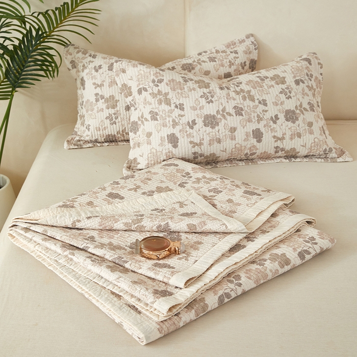 91家纺网 家纺一手货源 找家纺 莎果家纺 2025新款高级轻奢棉麻床盖四件套 绽放