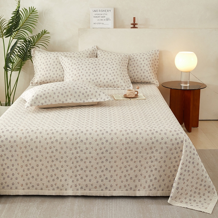 莎果家纺 2025新款高级轻奢棉麻床盖四件套 花间