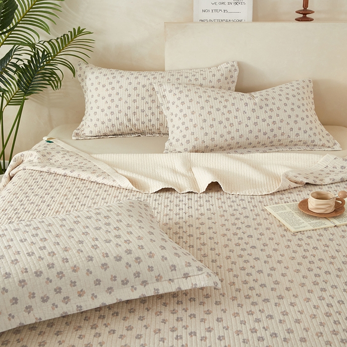 91家纺网 家纺一手货源 找家纺 莎果家纺 2025新款高级轻奢棉麻床盖四件套 花间