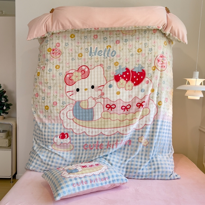 91家纺网 家纺一手货源 找家纺 （总）摩妮卡 2025新款亲肤舒适泡泡绒大版卡通印花五件套