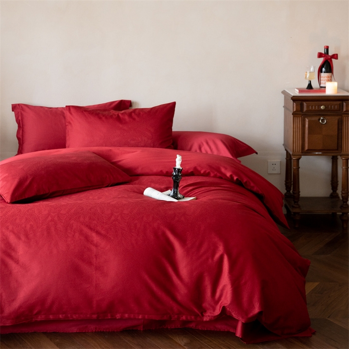 91家纺网 家纺一手货源 找家纺 （总）ONE TWO ONE 121 2025新款婚庆高支高密长绒棉贡缎提花四件套-东方喜礼 【会员-20】 【提供买家秀】为了各位老板们都有利润空间，平台控价券后不得低于318/338元，感谢您的配