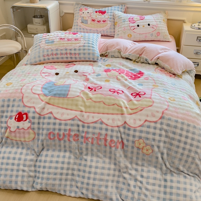 91家纺网 家纺一手货源 找家纺 （总）摩妮卡 2025新款亲肤舒适泡泡绒大版卡通印花五件套