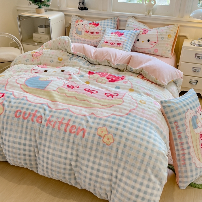 91家纺网 家纺一手货源 找家纺 （总）摩妮卡 2025新款亲肤舒适泡泡绒大版卡通印花五件套