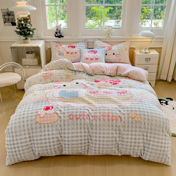 91家纺网 家纺一手货源 找家纺 （总）摩妮卡 2025新款亲肤舒适泡泡绒大版卡通印花五件套