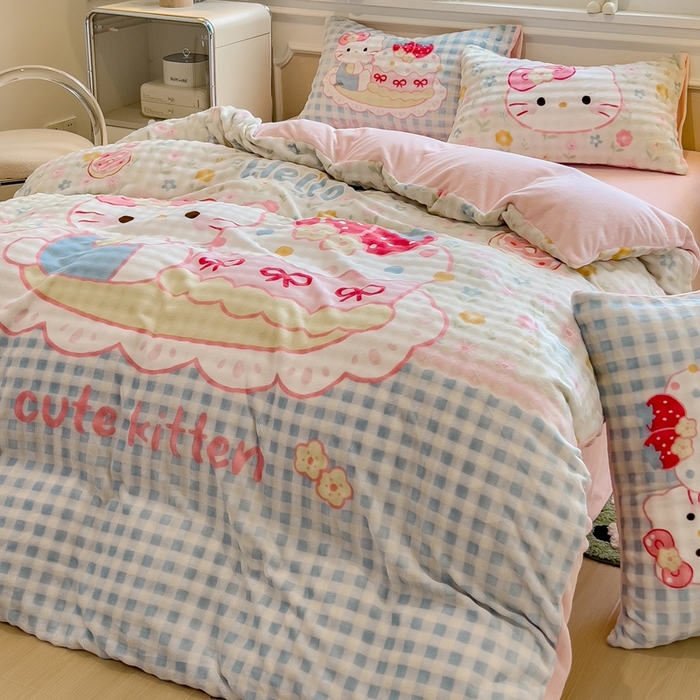 91家纺网 家纺一手货源 找家纺 （总）摩妮卡 2025新款亲肤舒适泡泡绒大版卡通印花五件套