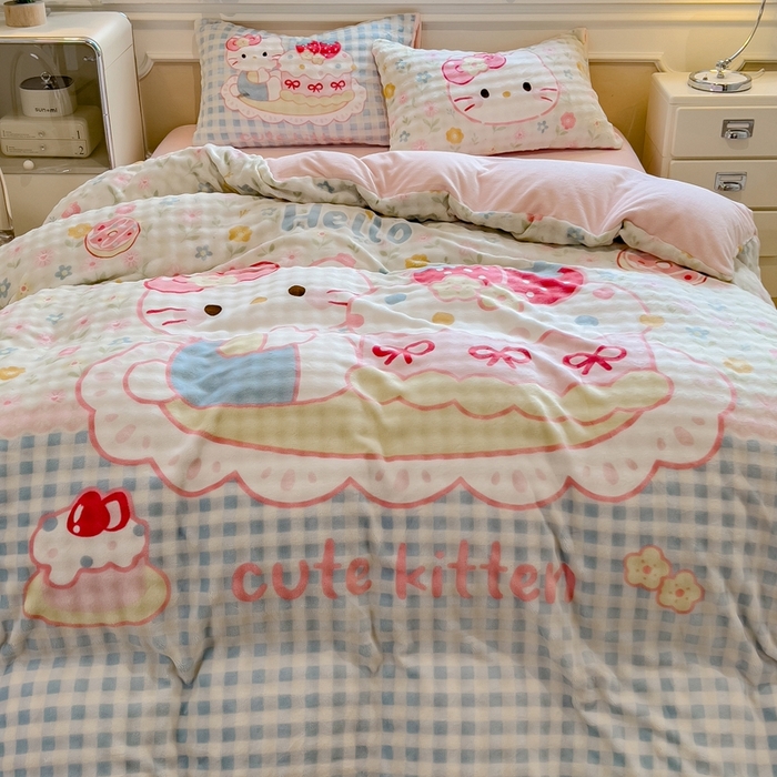 91家纺网 家纺一手货源 找家纺 （总）摩妮卡 2025新款亲肤舒适泡泡绒大版卡通印花五件套