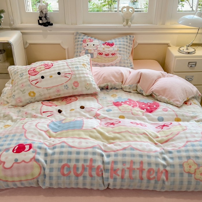 91家纺网 家纺一手货源 找家纺 （总）摩妮卡 2025新款亲肤舒适泡泡绒大版卡通印花五件套