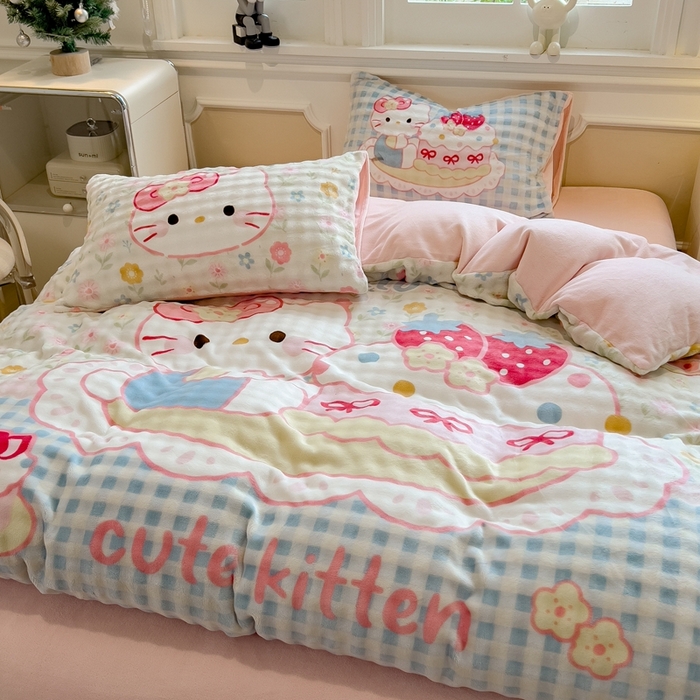 91家纺网 家纺一手货源 找家纺 （总）摩妮卡 2025新款亲肤舒适泡泡绒大版卡通印花五件套