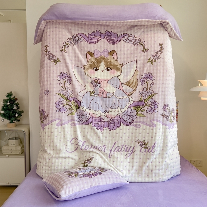 91家纺网 家纺一手货源 找家纺 （总）摩妮卡 2025新款亲肤舒适泡泡绒大版卡通印花五件套