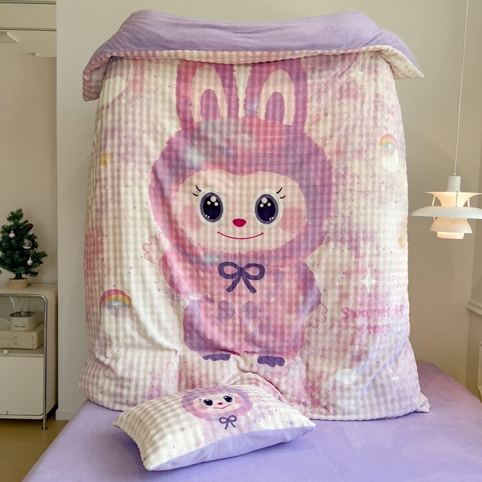 91家纺网 家纺一手货源 找家纺 （总）摩妮卡 2025新款亲肤舒适泡泡绒大版卡通印花五件套