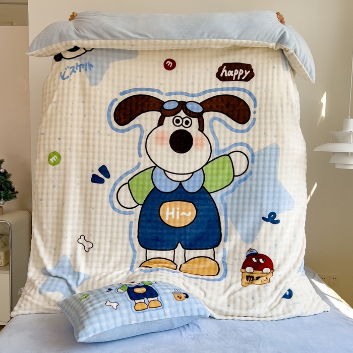 91家纺网 家纺一手货源 找家纺 （总）摩妮卡 2025新款亲肤舒适泡泡绒大版卡通印花五件套