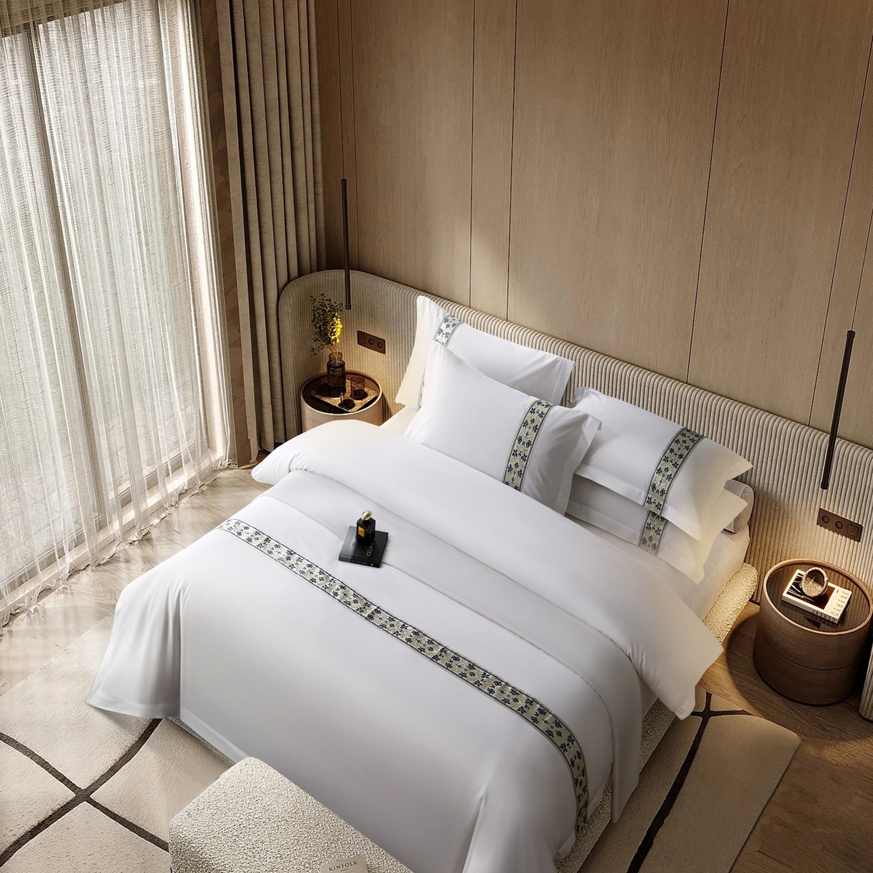 91家纺网 家纺一手货源 找家纺 诚臻/安力森 25年新款酒店织带四件套 木语雅奢