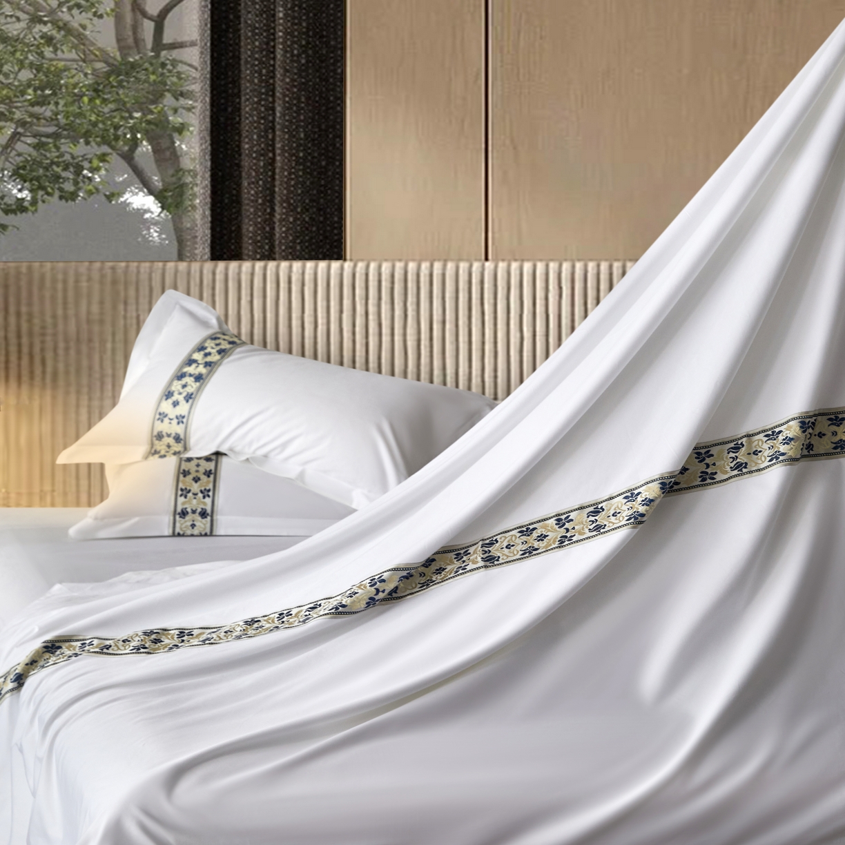 91家纺网 家纺一手货源 找家纺 诚臻/安力森 25年新款酒店织带四件套 木语雅奢