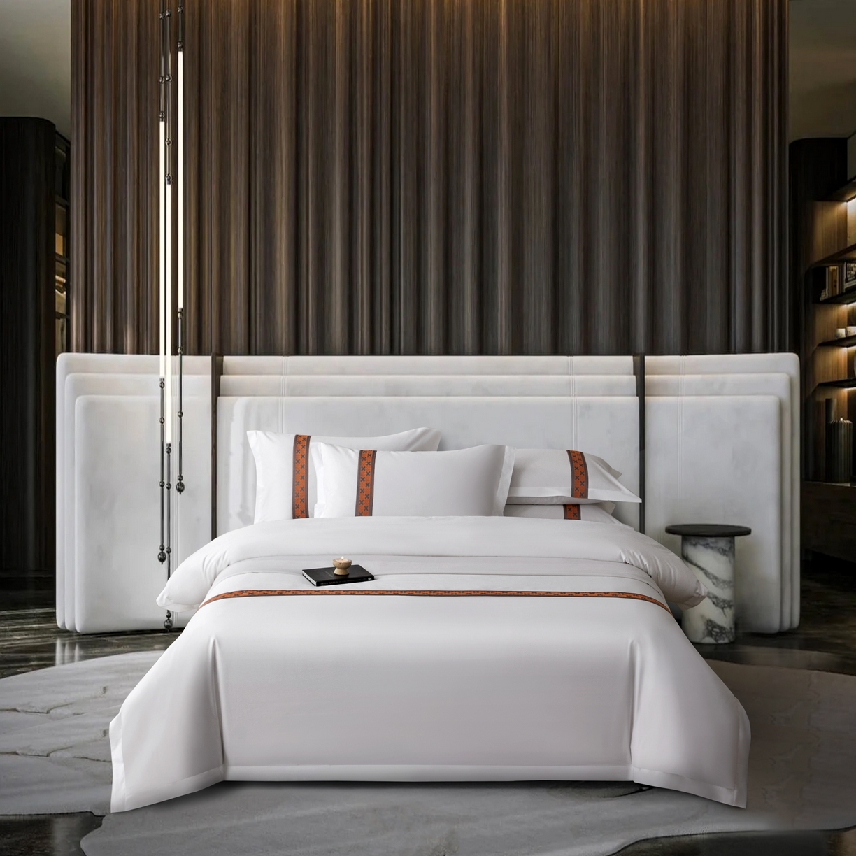 91家纺网 家纺一手货源 找家纺 诚臻/安力森 25年新款酒店织带四件套 奢雅棕调