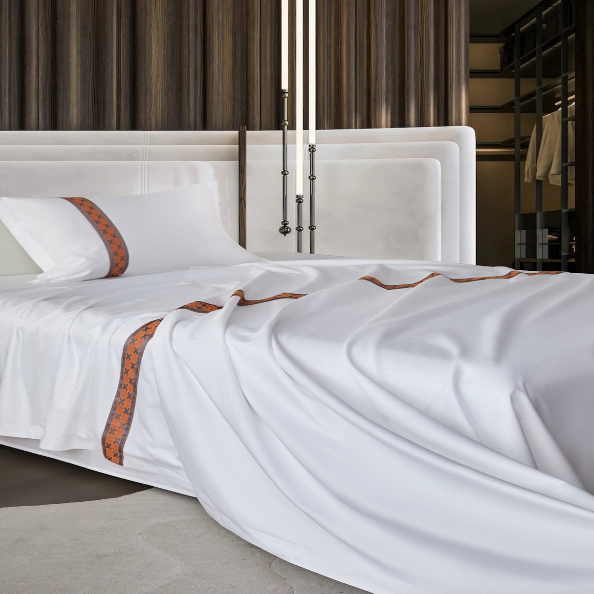 91家纺网 家纺一手货源 找家纺 诚臻/安力森 25年新款酒店织带四件套 奢雅棕调